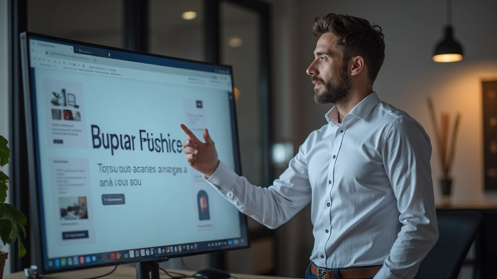 Webdesigner presenteert responsive website design op groot scherm in modern kantoor